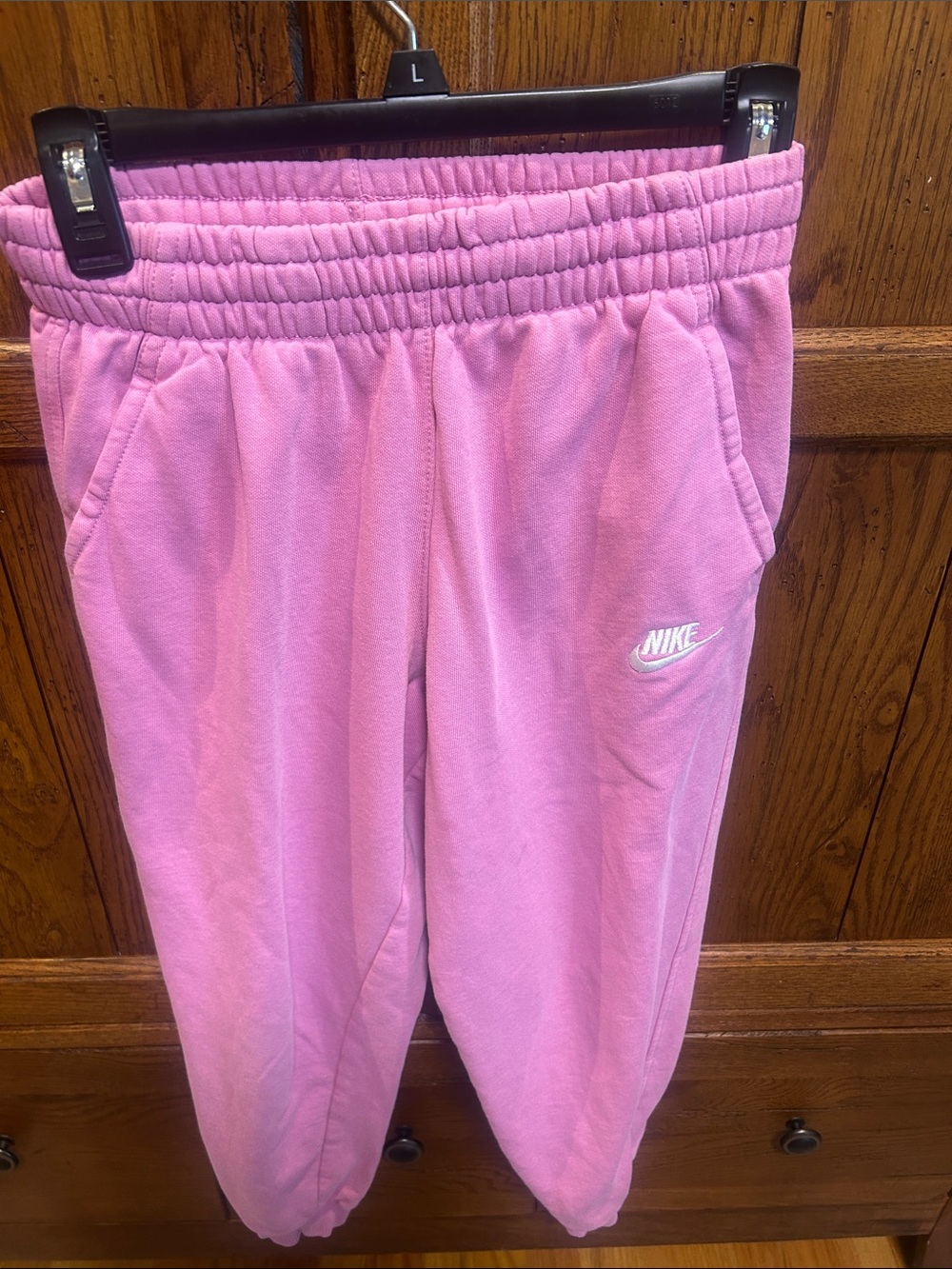 Nike Pink Joggers with White Swoosh Logo